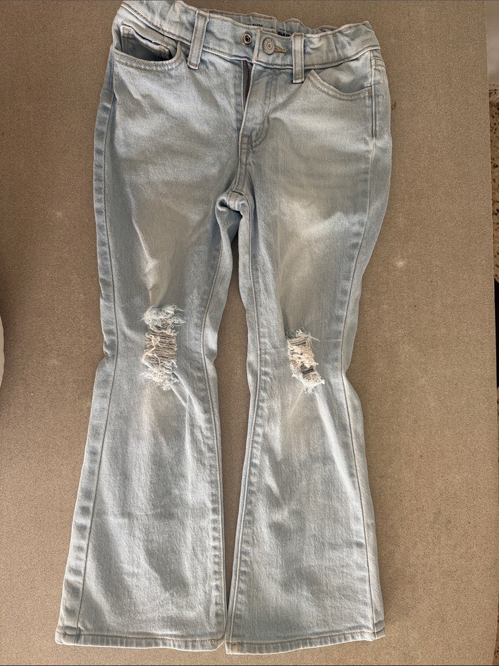 Old Navy Light Blue Distressed Flare Jeans